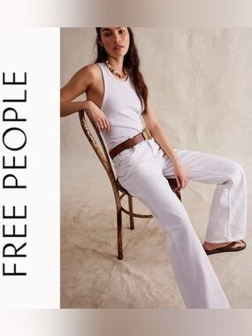 Free People We The Free “Tinsley” Baggy High-Rise Straight Leg Jeans in White